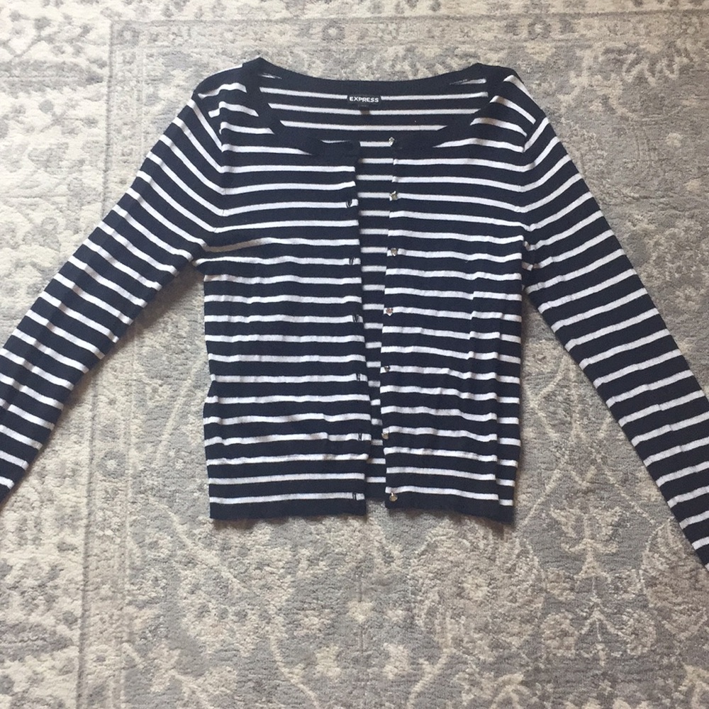 Black and White Striped Cardigan